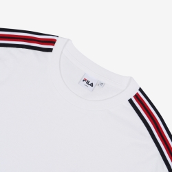 Fila Signature Striped - Miesten Poolopaita - Valkoinen | FI-14730